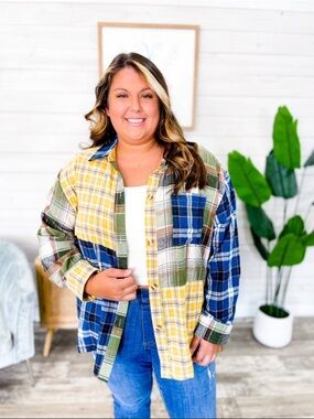 Gibber Plaid Button Down Shirt for Women - Multicolor